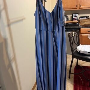 Blue Striped Sleeveless jumpsuit size medium